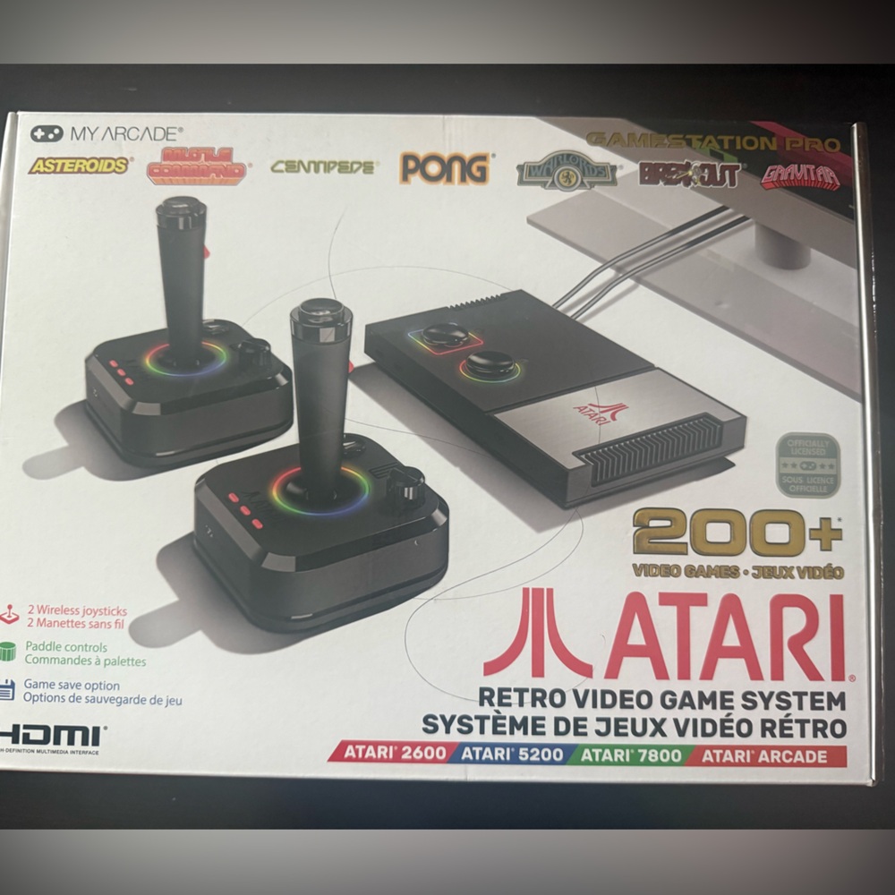 Atari Retro Video Game System with Black Joysticks